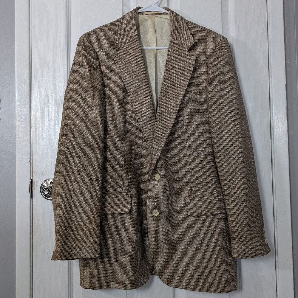 Vintage 70s ACTWU Tweed Double Button Sport Coat by‎ Stanley Blacker for The Bon